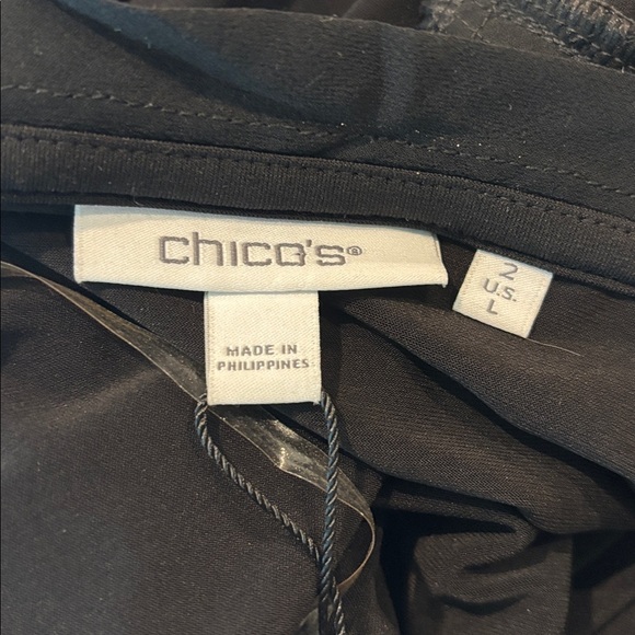 NWT Chico's Black Long Sleeve V-Neck with detail, A-Line midi Dress size 2/Large - Picture 12 of 13